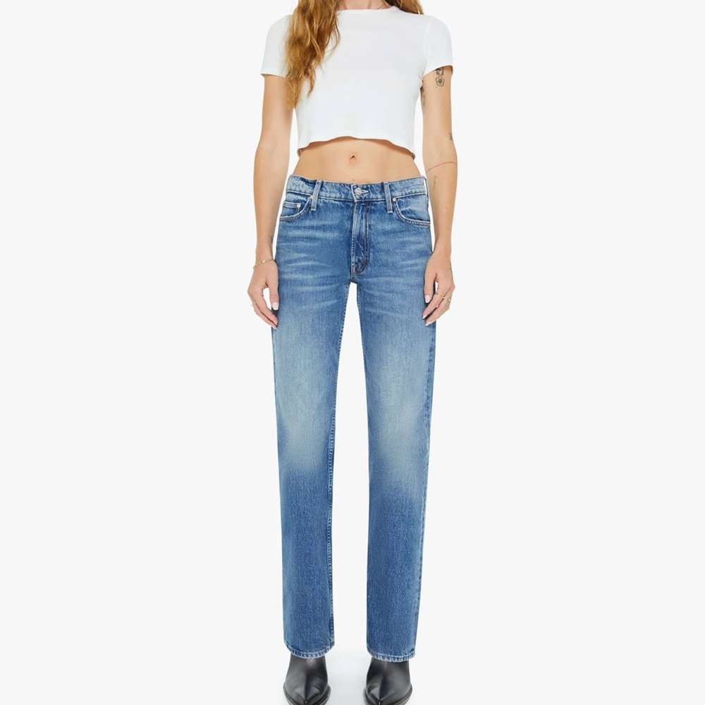 MOTHER Blue Straight Leg Jeans with Classic Fit